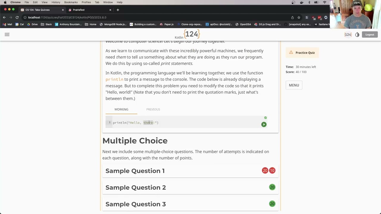 CS 124 Fall 2023: Quiz System Overview