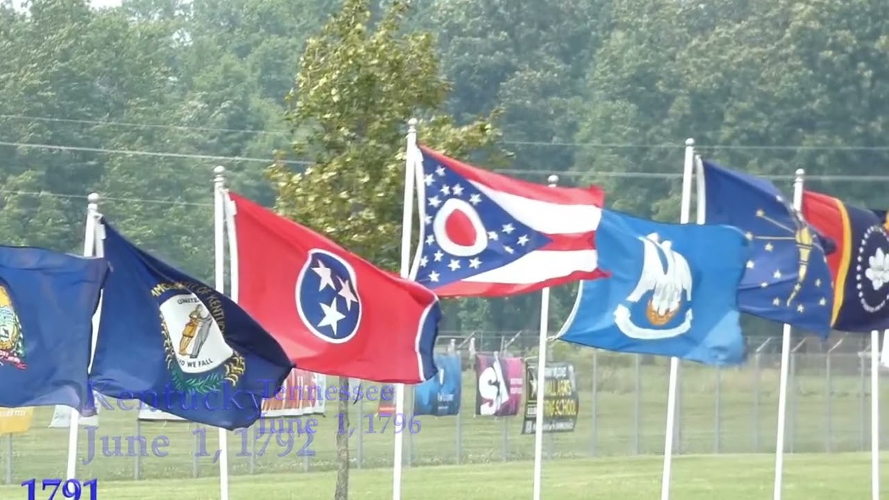 Waving State Flags of USA in order of Union Admission at Camp Perry Military Base ( PTXVI )