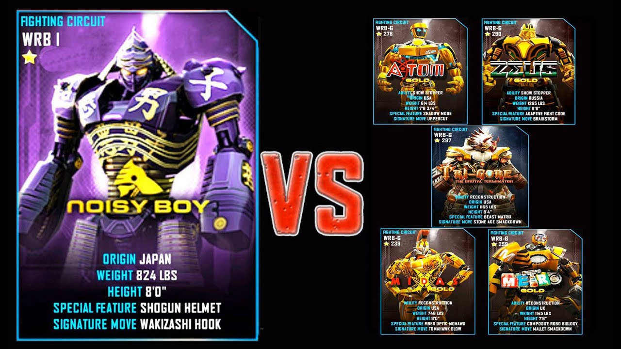 Real Steel WRB FINAL Noisy Boy VS ALL GOLD ROBOTS Series of fights NEW ROBOT (Живая Сталь)