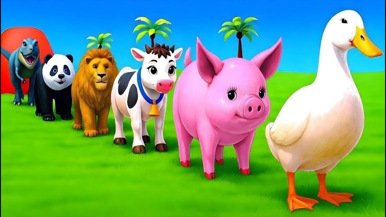 Long Slide Game With Cow Elephant Gorilla Hippopotamus Tiger 3d Animal Game Funny 3d Animals