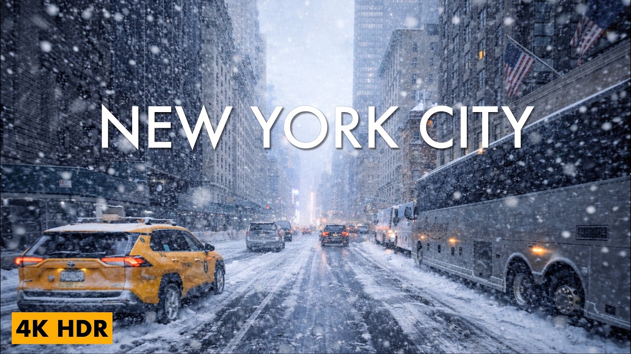 NYC Blizzard 2026 | Driving from Brooklyn Bridge to Times Square | 4K
