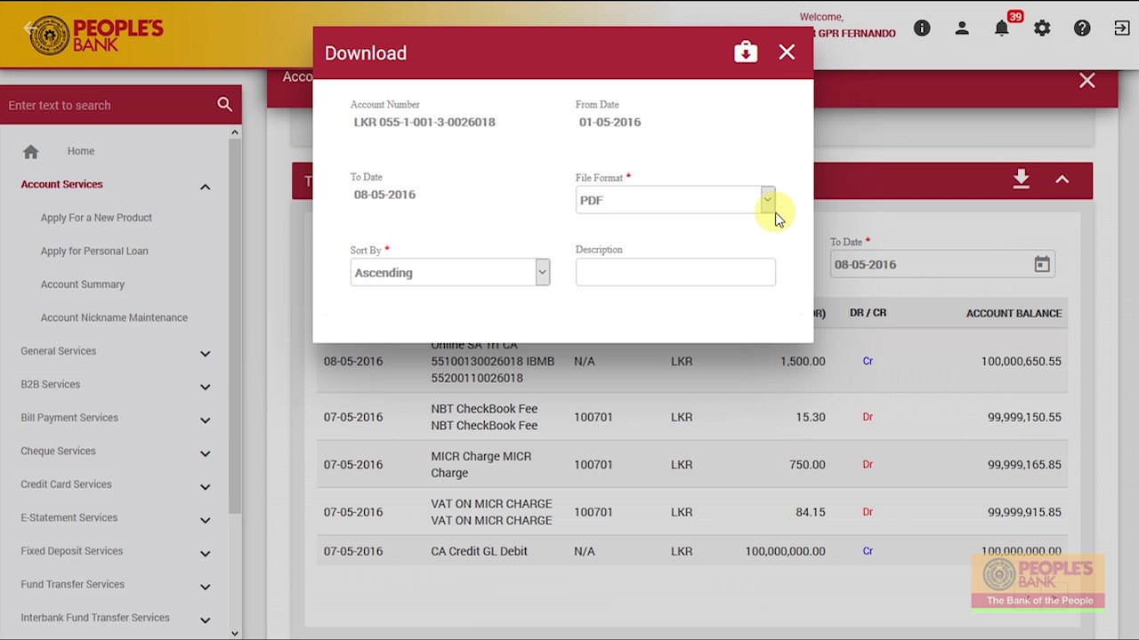 People's Web | Account Summary and Transaction History