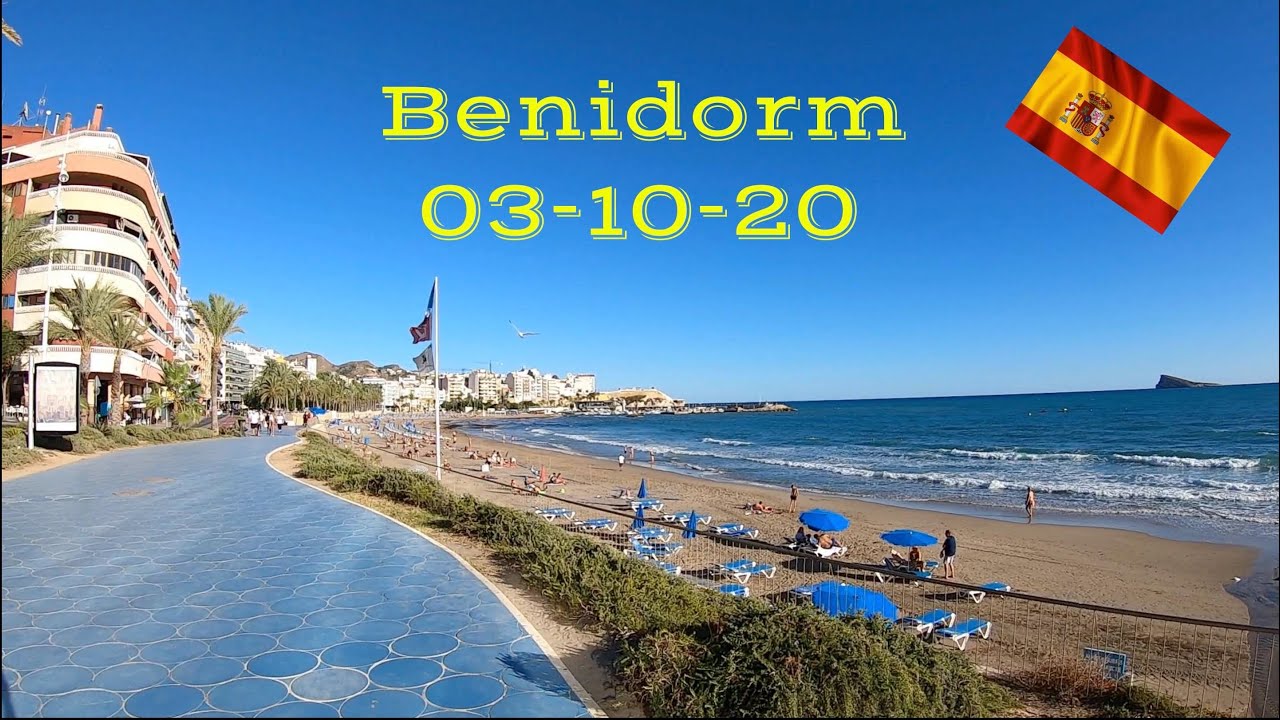 Benidorm Central to the Poniente Beach promenade Walking Tour, Costa Blanca 03-10-20 🇪🇸