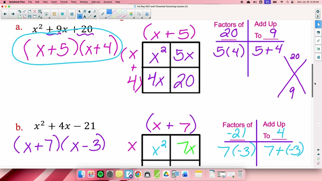 GCF and Trinomial Factoring Video Adv Alg II