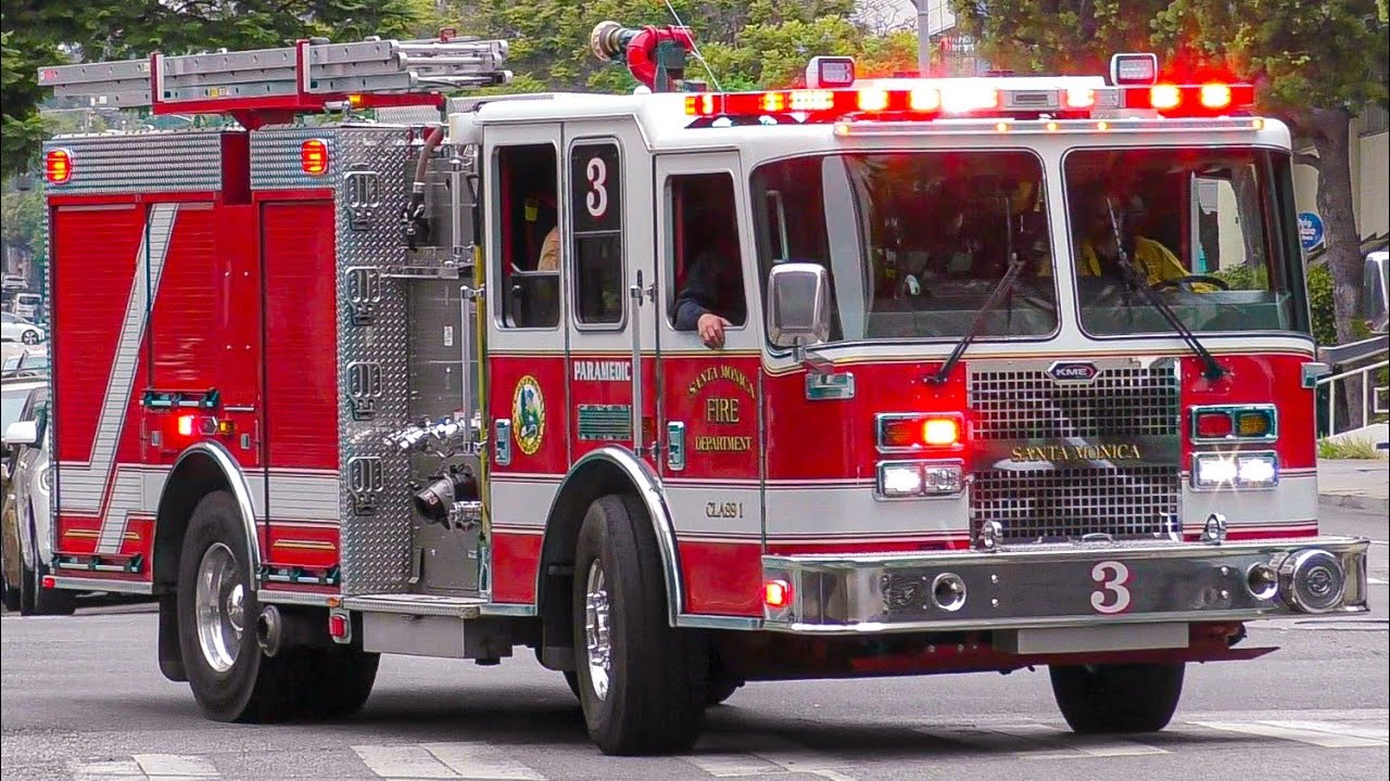 Santa Monica Fire Dept. Engine 2, Engine 6, Engine 3, & McCormick Ambulance Responding
