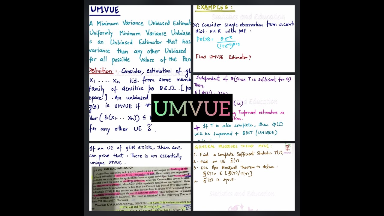 How I Understood #UMVUE ? Part 1 Uniformly Minimum Variance Unbiased Estimator RAO BLACKWELLISATION