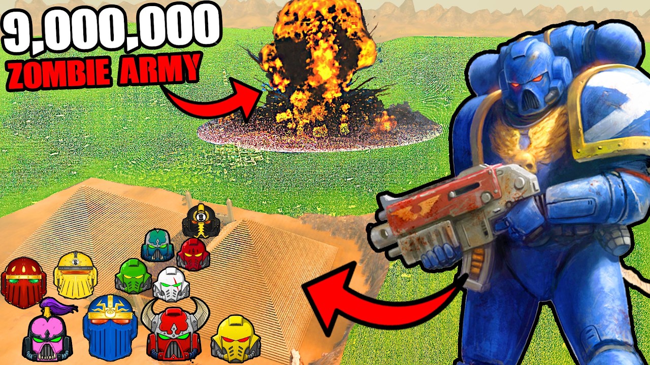 Can Every SPACE MARINE Army Hold PYRAMIDS vs 9,000,000 ZOMBIE ARMY?! - UEBS 2: Warhammer 40k Mods