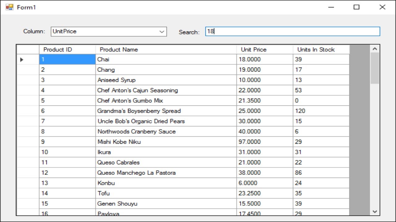 C# Tutorial - Search DataGridView by using ComboBox and TextBox | FoxLearn