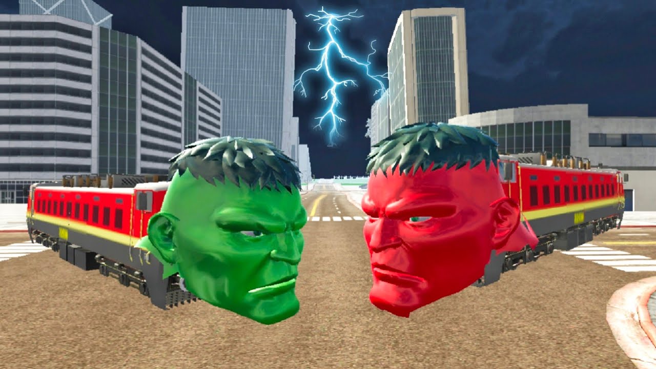 Red hulk train vs green hulk train in Indian bike driving 3d game 🤯
