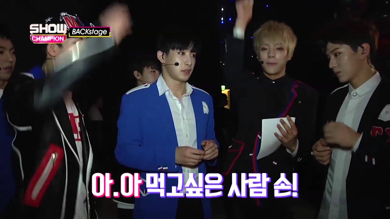 쇼챔피언 백스테이지 - (Show Champion Behind-66) 지난 주 V하기 미션 성공으로 아메리카노를 선물 받은 MONSTA X!