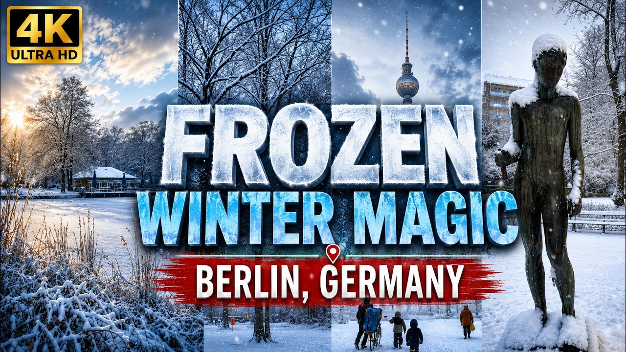 Frozen Winter Magic at Lietzensee, Berlin, Germany | 4K Ultra HD Walk