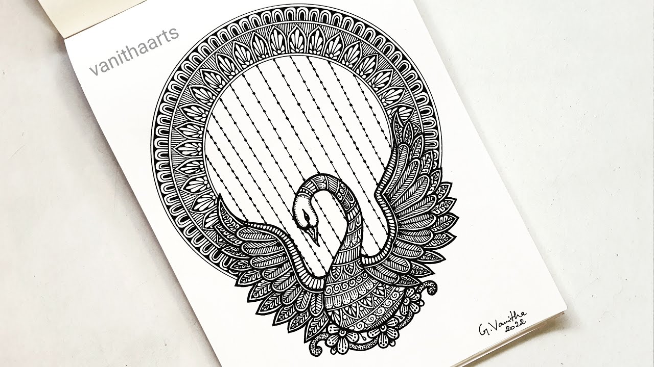 How to draw Mandala for Beginners | Swan Mandala Art Step-by-Step Tutorial #doodle  #vanithaarts
