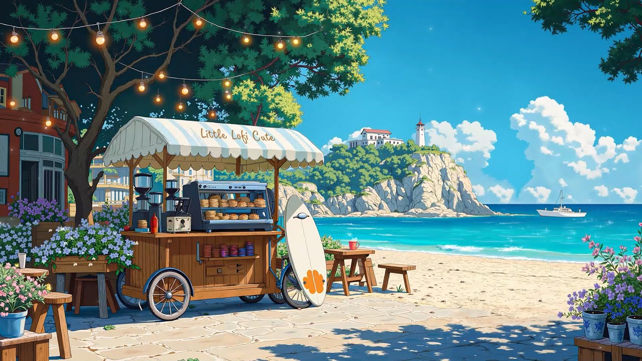 Ocean Lofi Vibes 🌊  Relax at the Seaside Caf&eacute; 🌴 Lofi Hip Hop / Beats to relax - chill - study