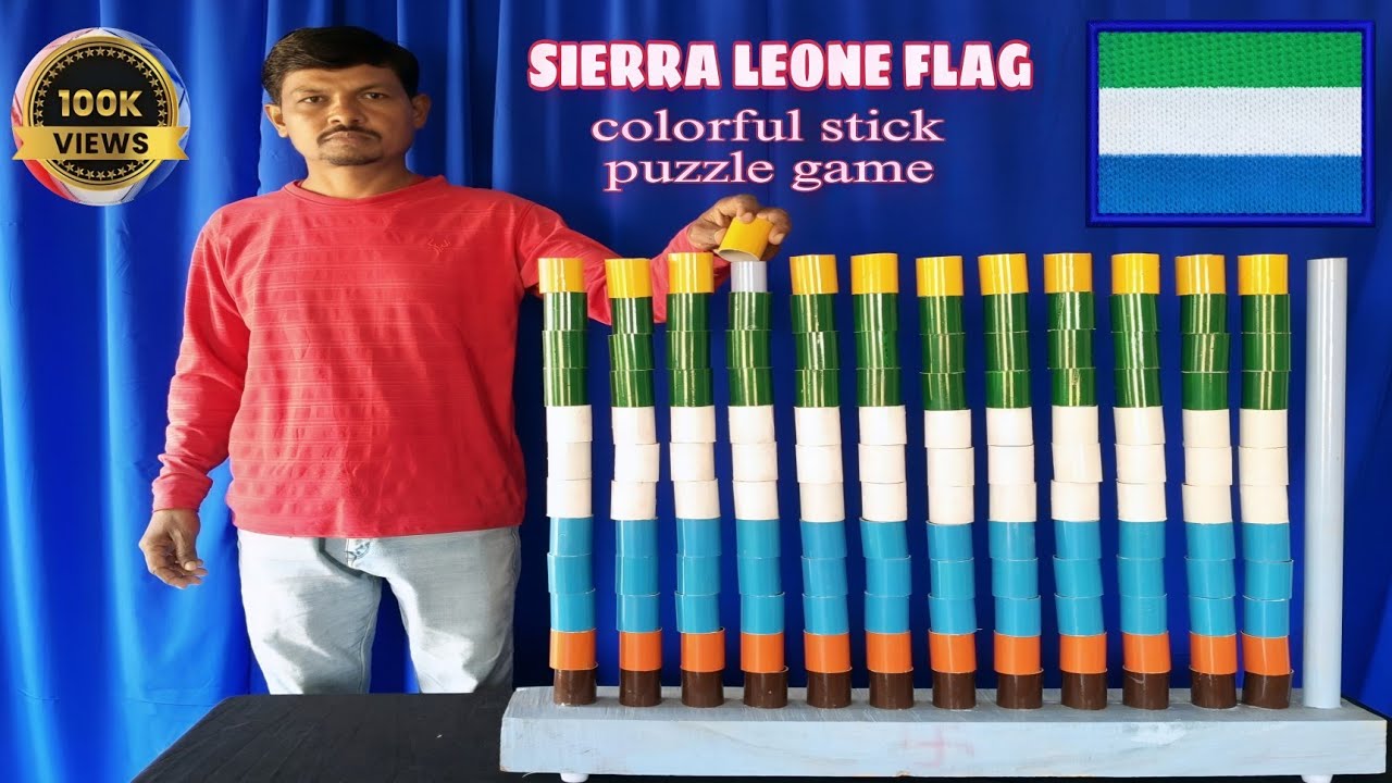 SIERRA LEONE Flag Colour Cylinders Matching Game Challenge videos | Top Puzzle 