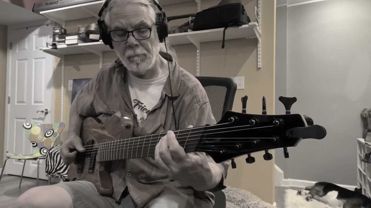 Fly Robin Fly, cover, Jeff Knighton on Backing Hybrid 7 string bass/guitar