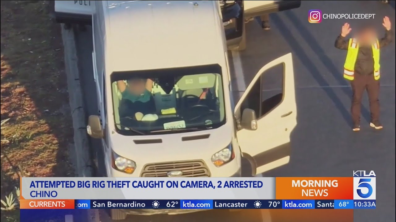 2 arrested for ransacking big rig stopped at busy Chino intersection