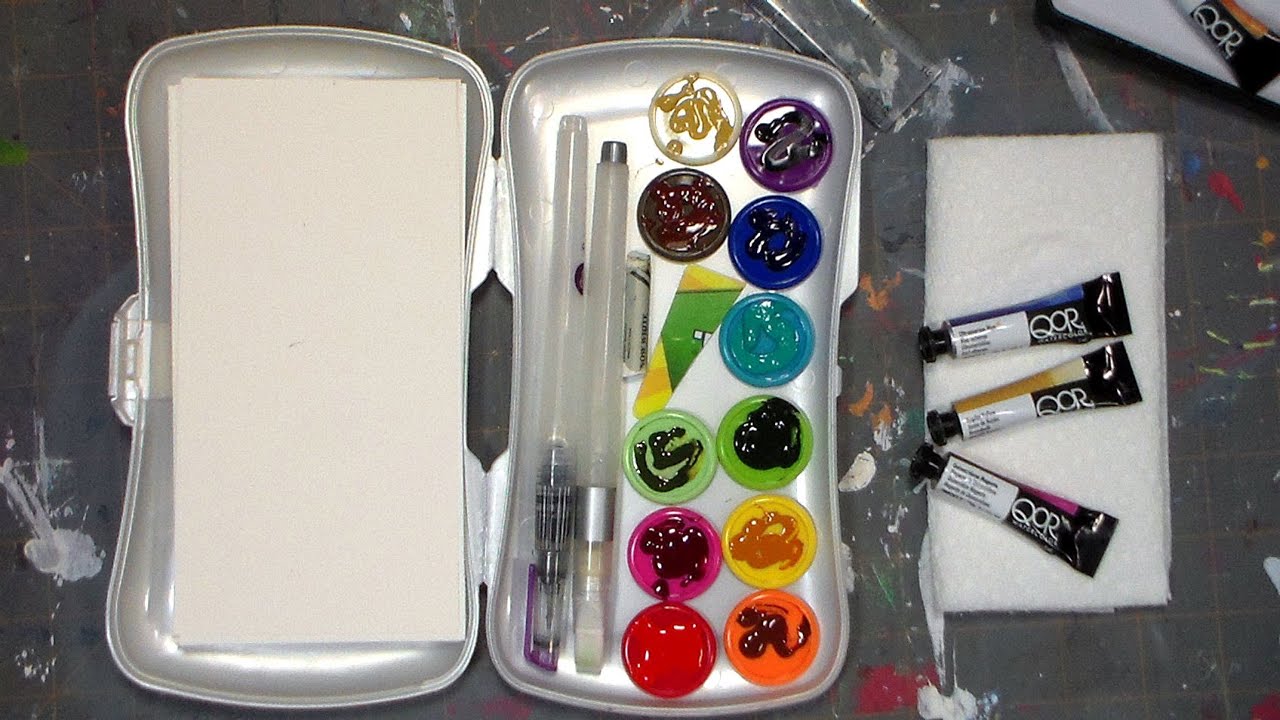 Travel Watercolor Studio in a Baby Wipe Box!