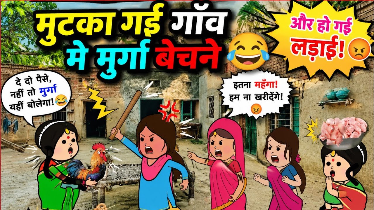 मुटका गई गाँव मे मुर्गा बेचने😂 और हो गई लड़ाई😂#tweencraft #hindikahani#cartoon #animatedcomedy viral