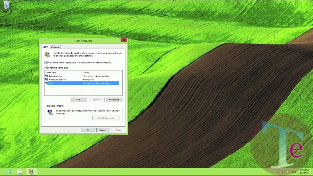 Auto login Windows 8