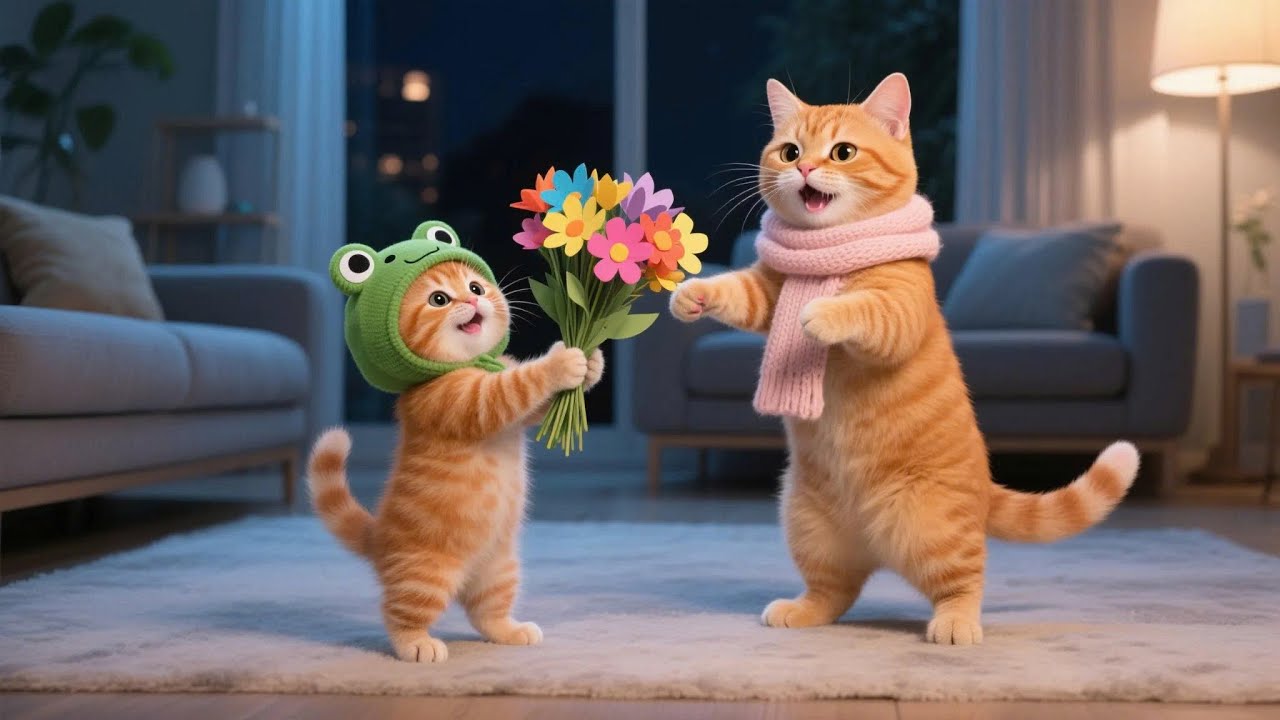Ginger Kitten Creates A Paper Flower Bouquet As A Gift For Mama Cat 💐🐾🐱