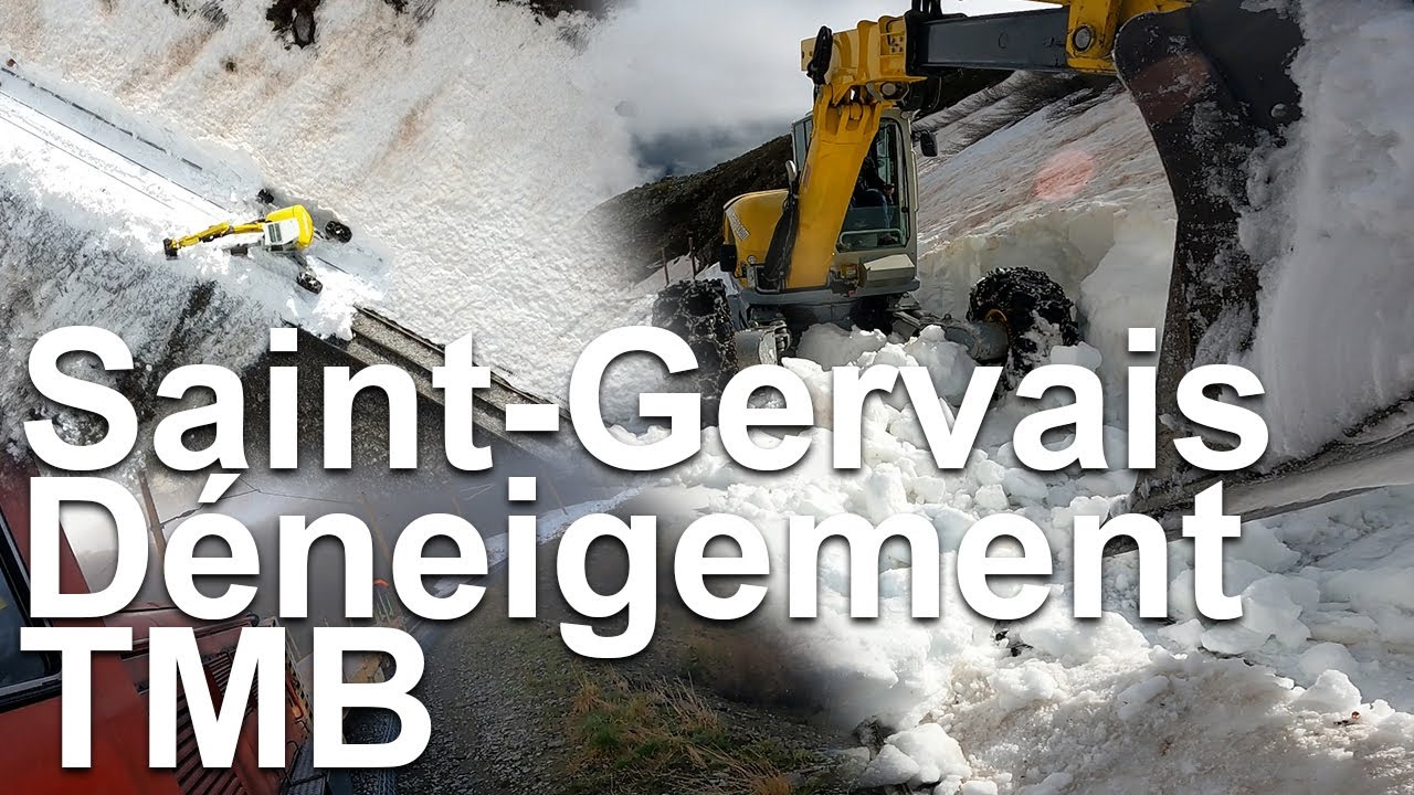 Déneigement de la voie ferrée du Tramway du Mont-Blanc TMB Saint-Gervais travaux montagne