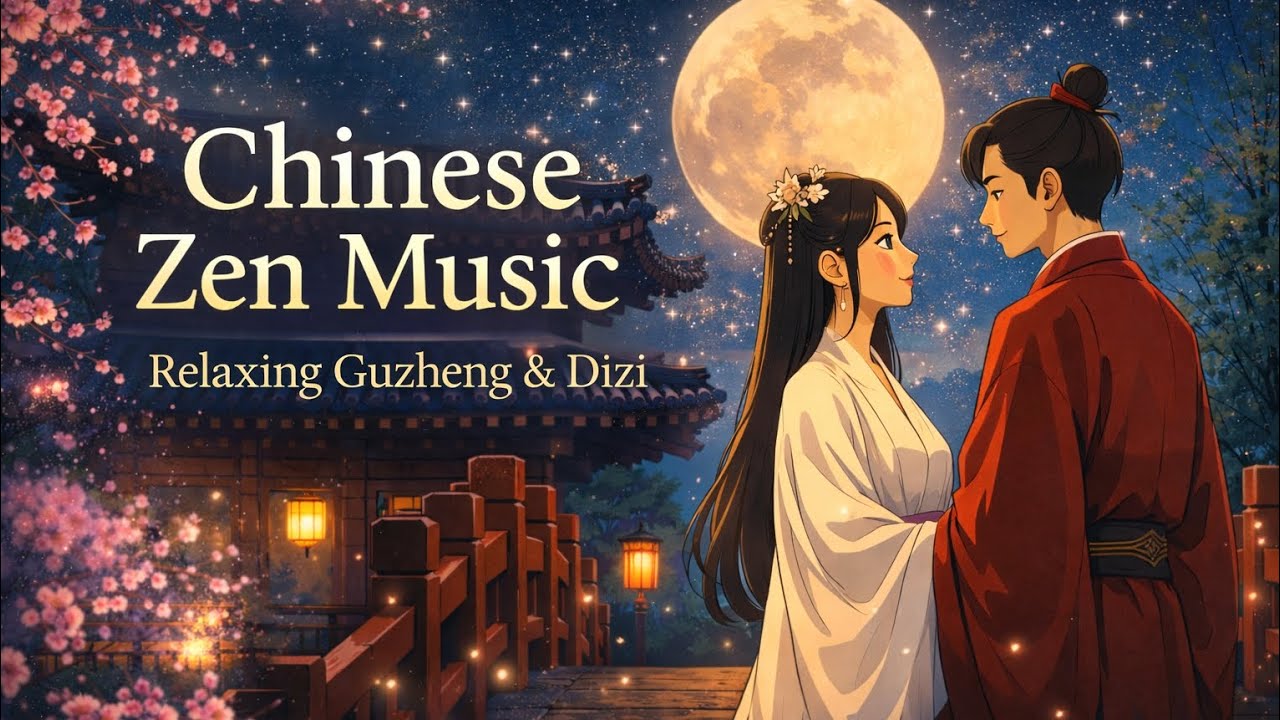 Chinese Romantic Music: Guzheng and Dizi Flute under the Moon