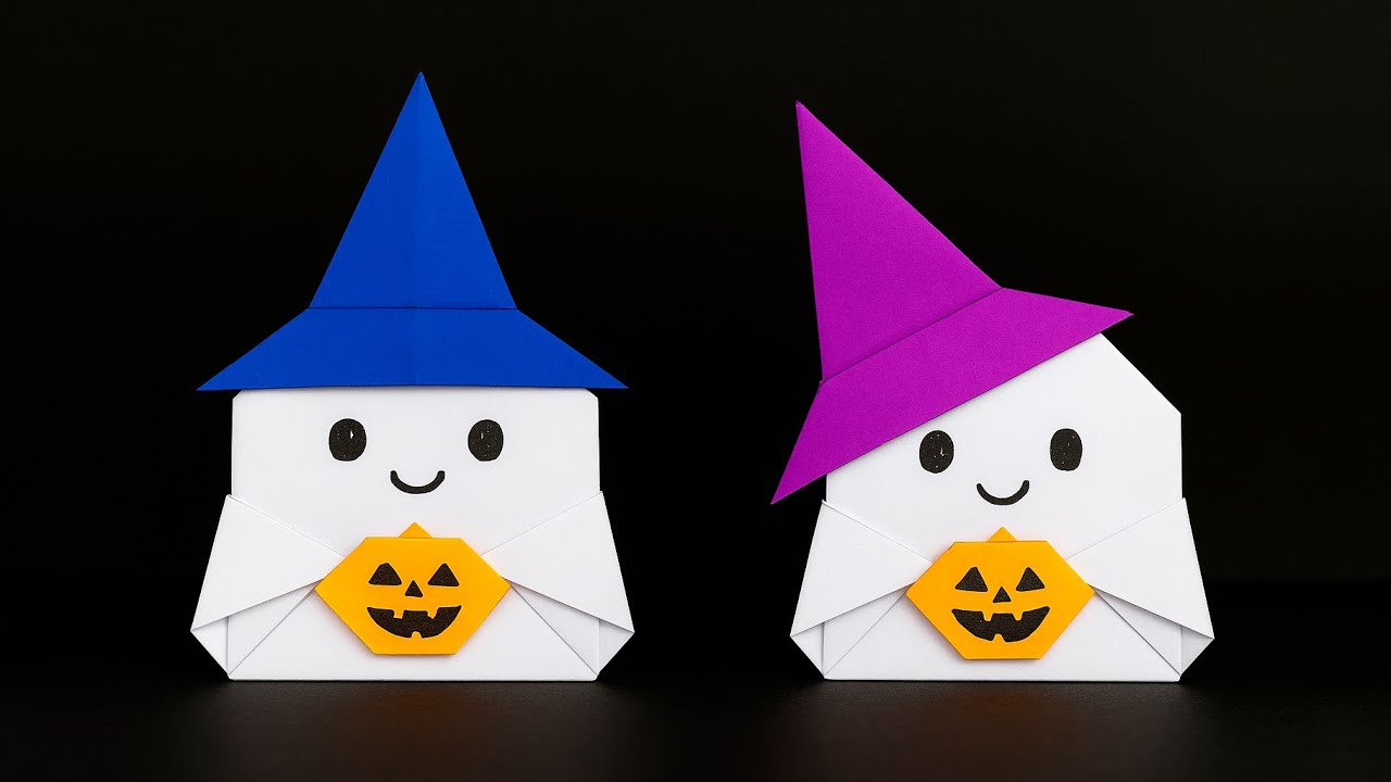Easy Origami Ghost Holding a Pumpkin | Fun Halloween Craft Tutorial