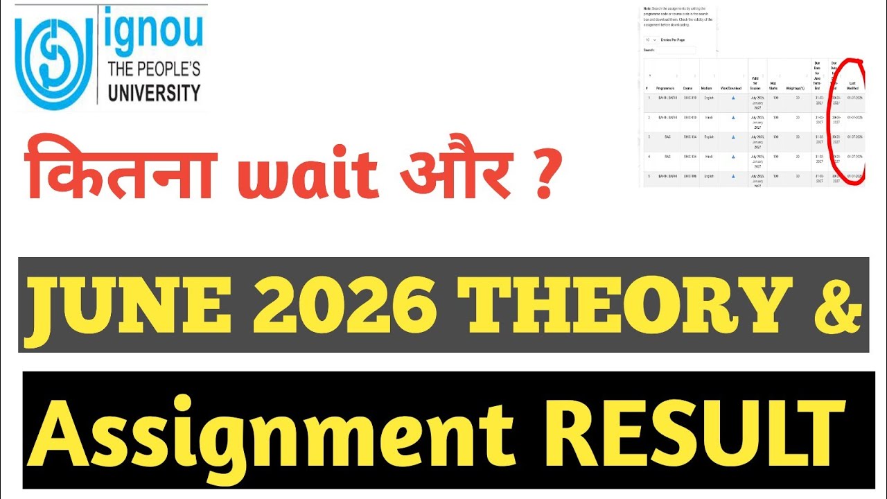 IGNOU Assignment and June 2026 Theory Result: How Long Do You Have to Wait??
