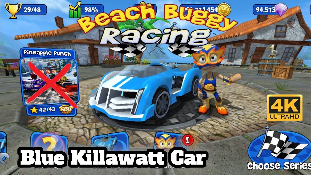 Light Blue Killawatt Max Upgrade - Pineapple Punch Race (500 HP) | Beach Buggy Racing 1 (4K 60 FPS)
