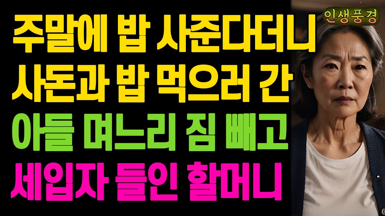 주말에 밥 사준다더니 사돈과 밥 먹으러 간 아들 며느리 짐 빼고 세입자 들인 할머니 노년의 삶의 지혜 행복한 노후생활 부모자식갈등 사연 이야기 오디오북