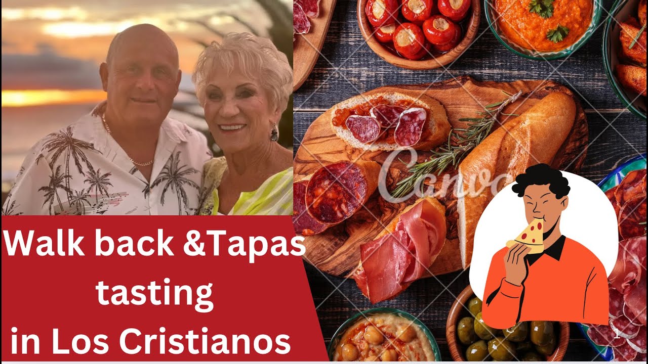Tenerife Los Cristianos.Walk Back and Tapas Lunch.6 Tapas for EU22.Arona Gran Lido at Night Stunning