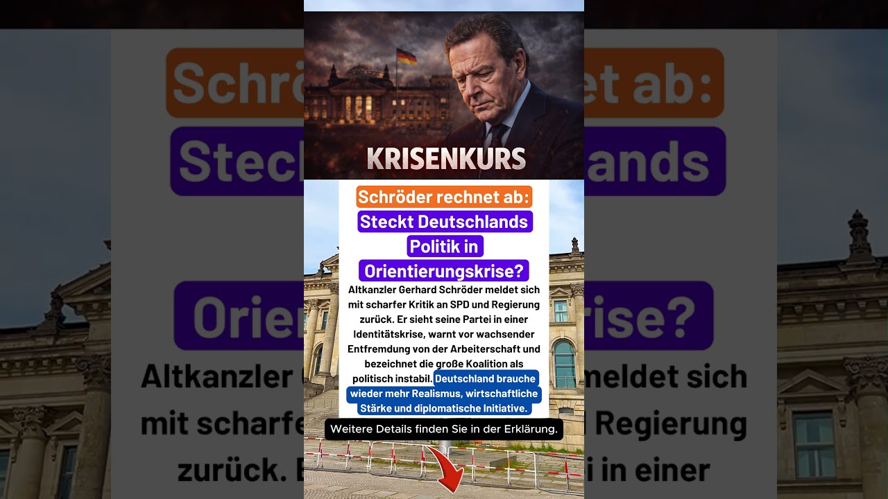 Altkanzler warnt: Deutschland verliert seinen politischen Kompass.
