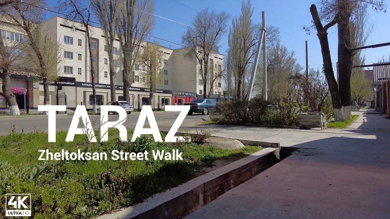 Taraz, Kazakhstan, Zheltoksan Street Walk 4k