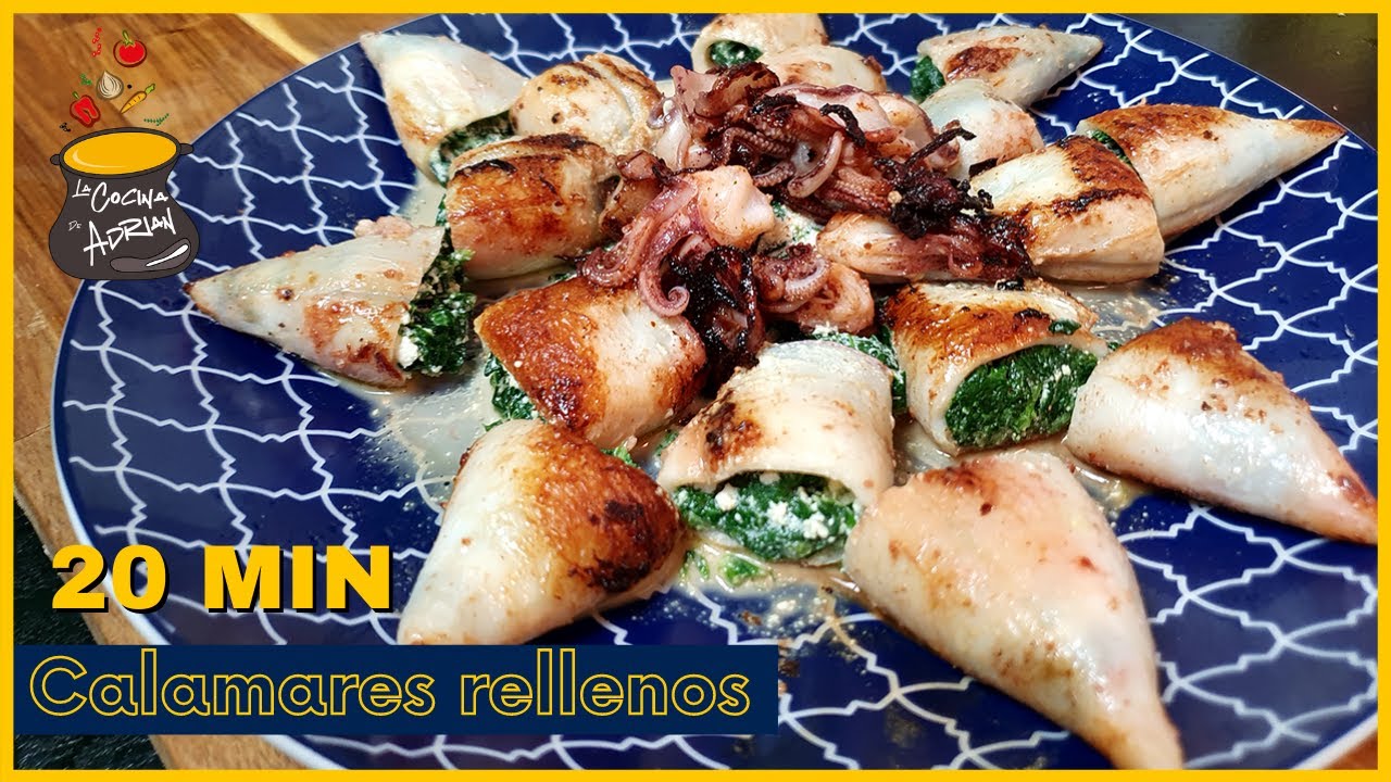Calamares rellenos con queso y espinacas 🧀