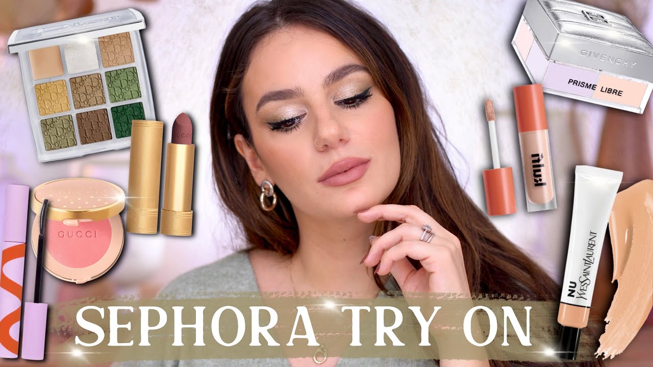 SEPHORA SALE TRY ON: TRYING ON NEW MAKEUP: Dior Khaki Palette, Givenchy Powder, Tower28 Mascara, etc