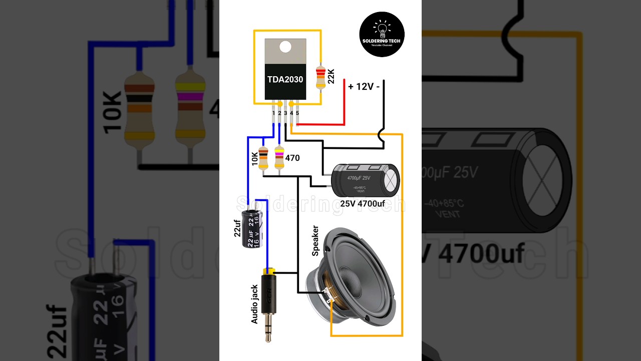 TDA 2030 ic amplifier circuit | Bass amplifier #diy #shorts #viral