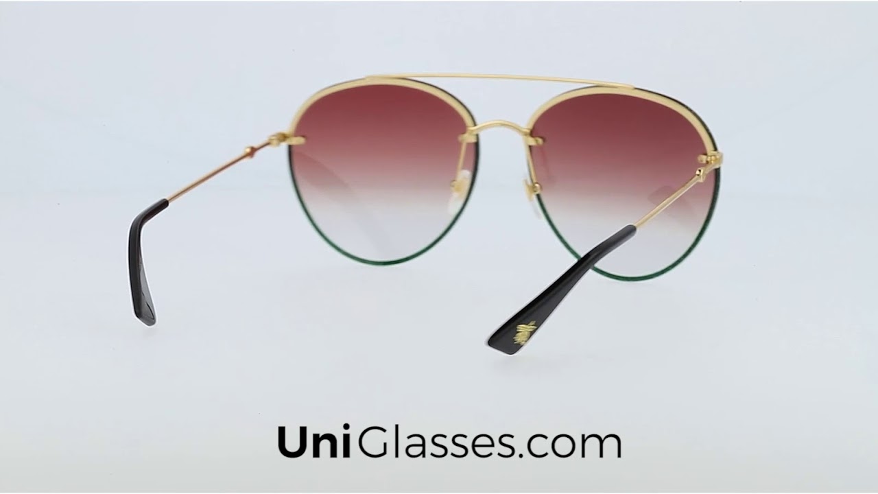 GUCCI GG0351S 004 62 15 140 GOLD GOLD RED Sunglasses