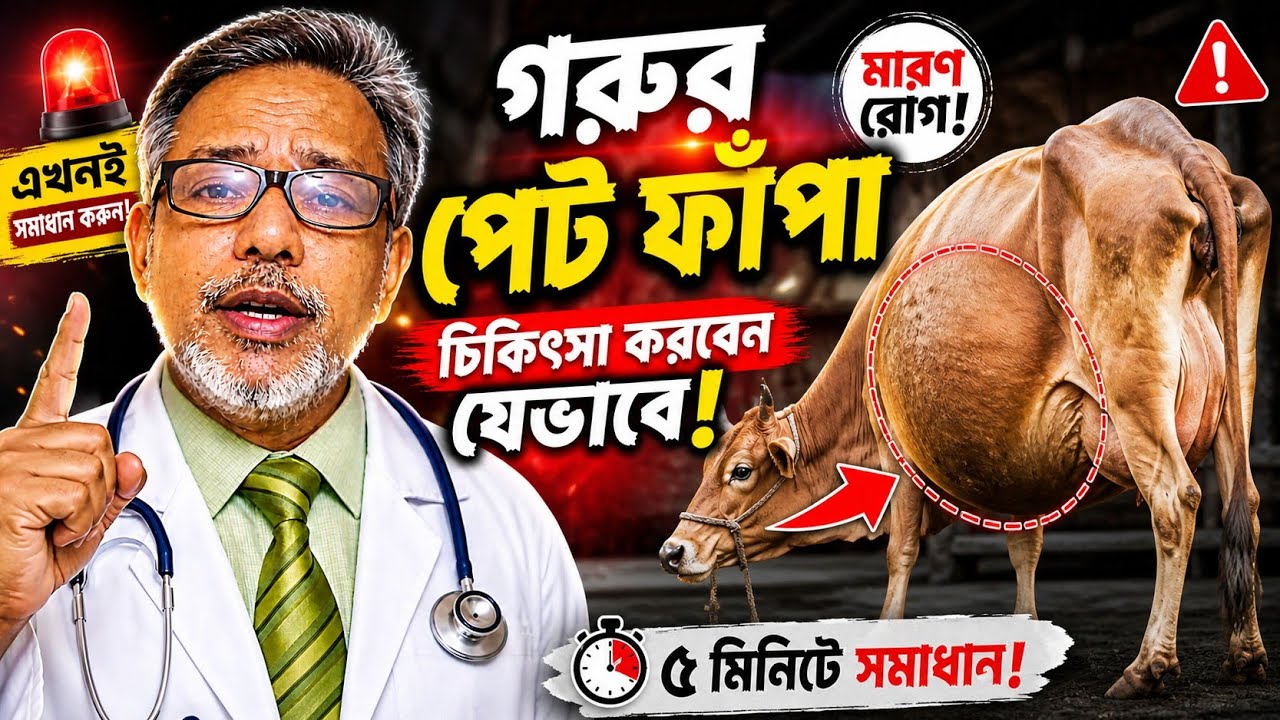 গরুর পেট ফাঁপা রোগের চিকিৎসা করুন সঠিক নিয়মে | গরুর পেট ফাঁপা? মাত্র ৫ মিনিটে সমাধান!