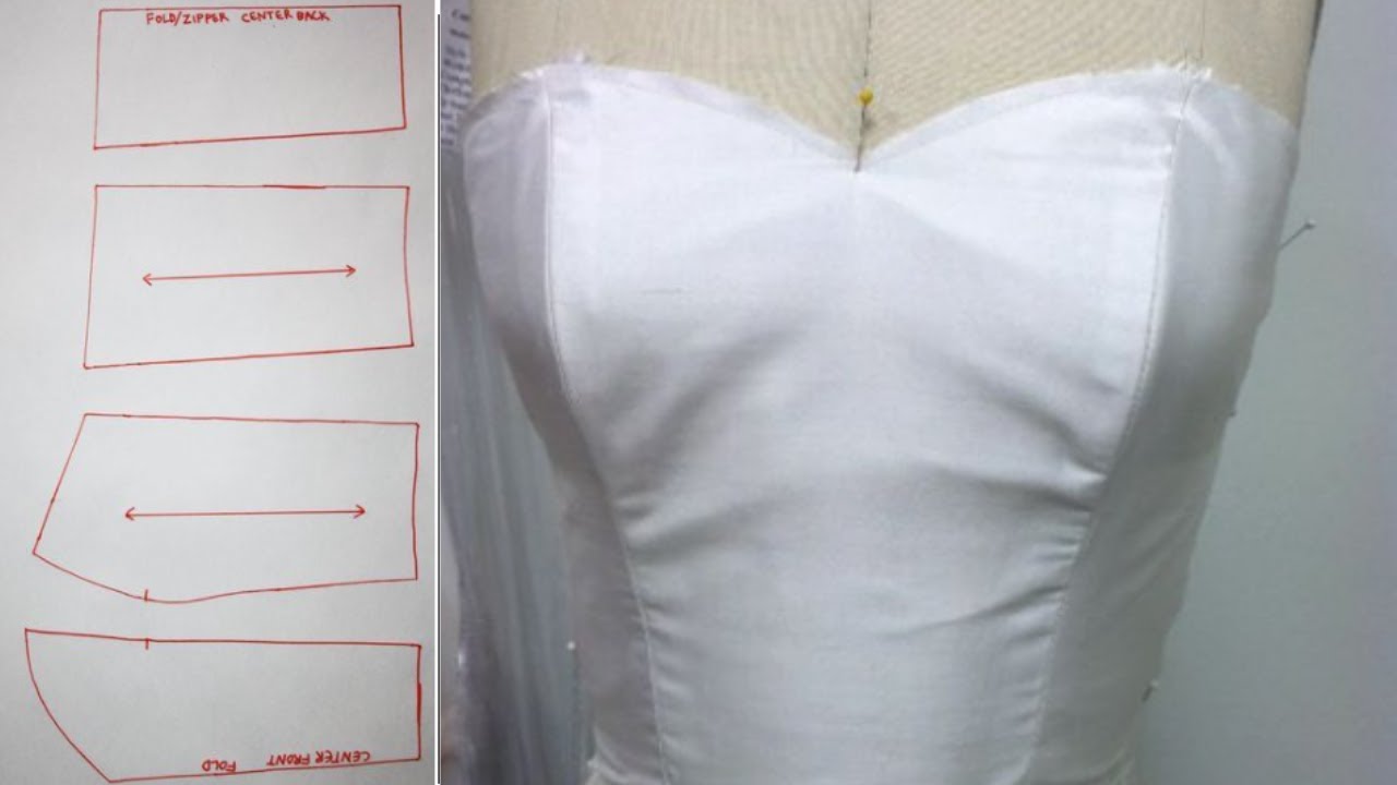 How To Draft A sweetheart Bustier Top Pattern/ Bustier Pattern Making Tutorial