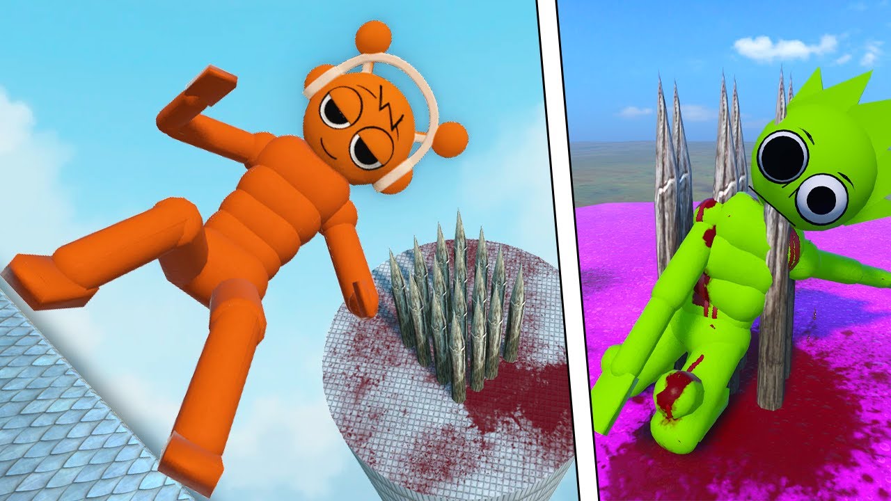 Epic Sprunki Ragdoll Fails + Euphoria Test! VS Spike Traps! Compilation #143
