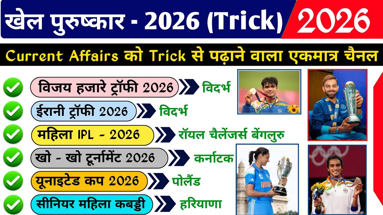 🔥 खेल पुरस्कार 2026 🔥 | Khel Puraskar 2026 | Sports award 2026 | awards & honours 2026