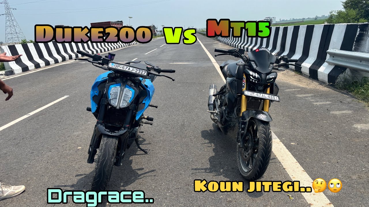 KTM Duke 200 vs Yamaha MT15 who will win 😱 !! Duke160vs MT15 drag race😈!! #youtube 