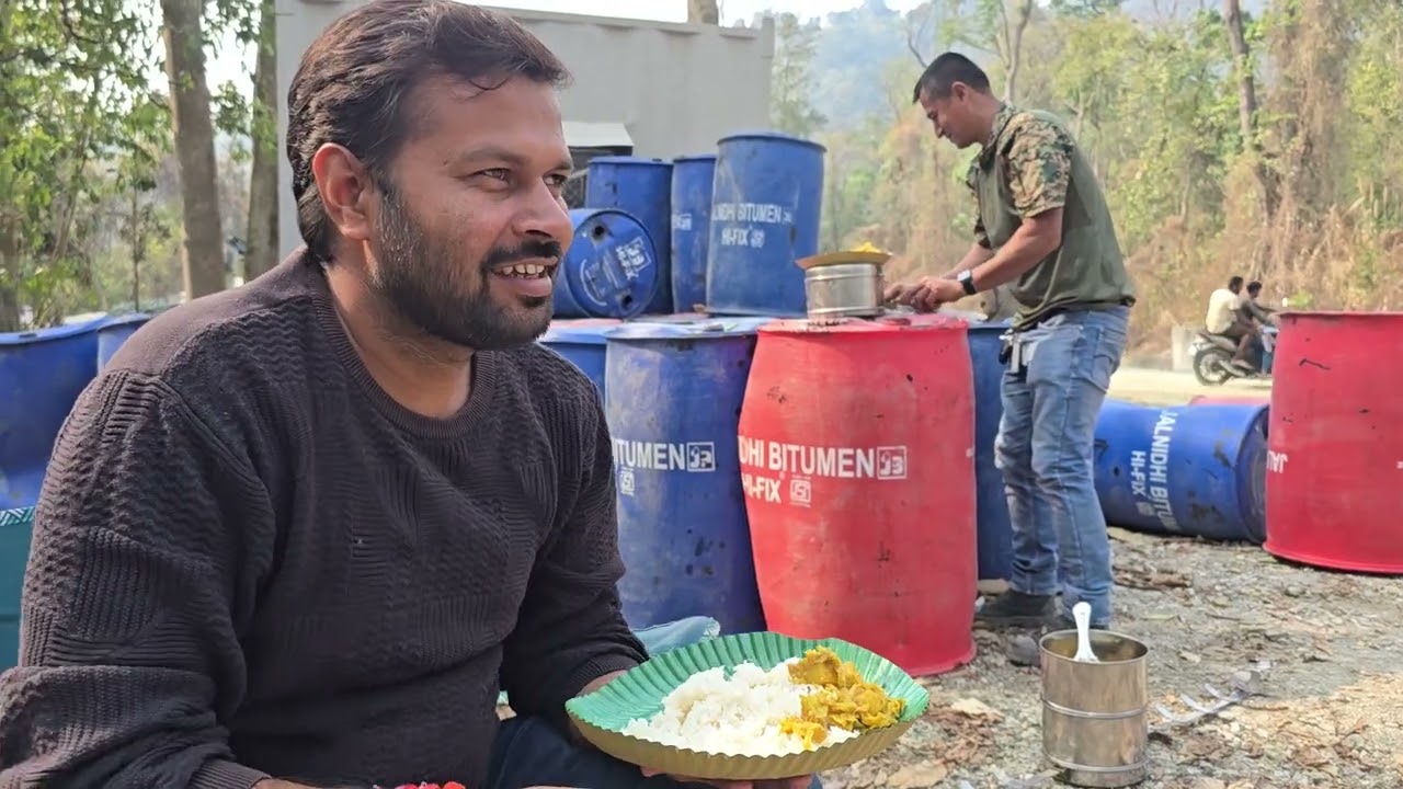 Chicken Lunch on the Indo-China Highway:  Road  Construction work.#mspindasister  #nhidcl 