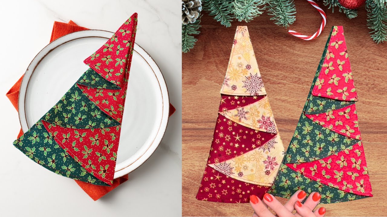 Fabric Christmas Tree Napkin Tutorial - Beginner Friendly Sewing Project 🎄