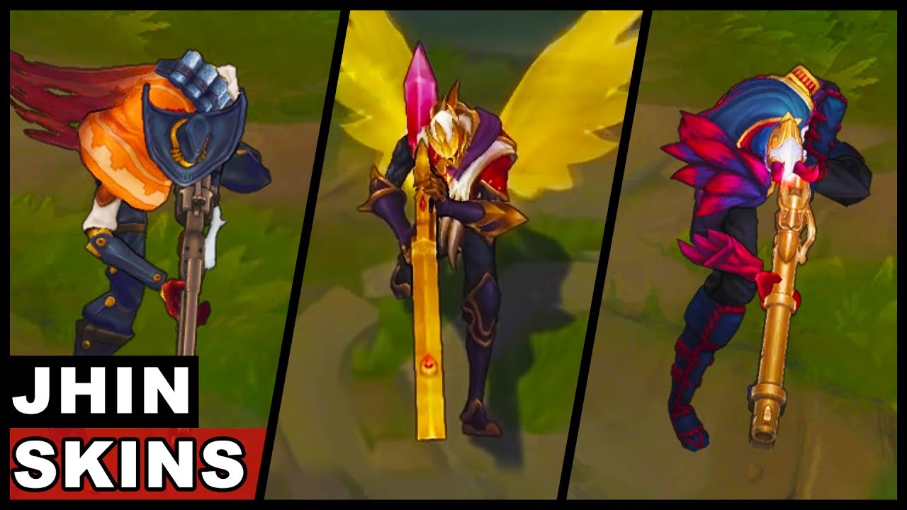 All Jhin Skins Spotlight SKT T1 Blood Moon High Noon (League of Legends)