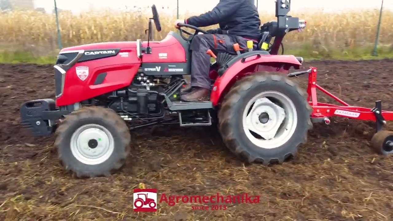 Malotraktor CAPTAIN 263 + rotav&aacute;tor COSMO FL105 + dvojradličn&yacute; pluh Aktaslar vo zv&yacute;hodnenom bal&iacute;ku