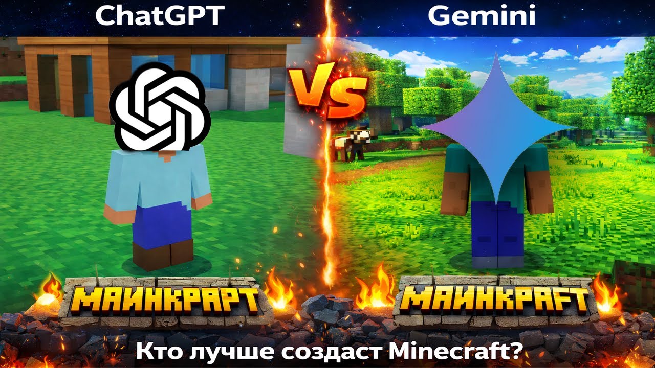 ChatGPT vs Gemini: Битва за лучший Minecraft. #programming #coding #gaming #subscribe #cod #like