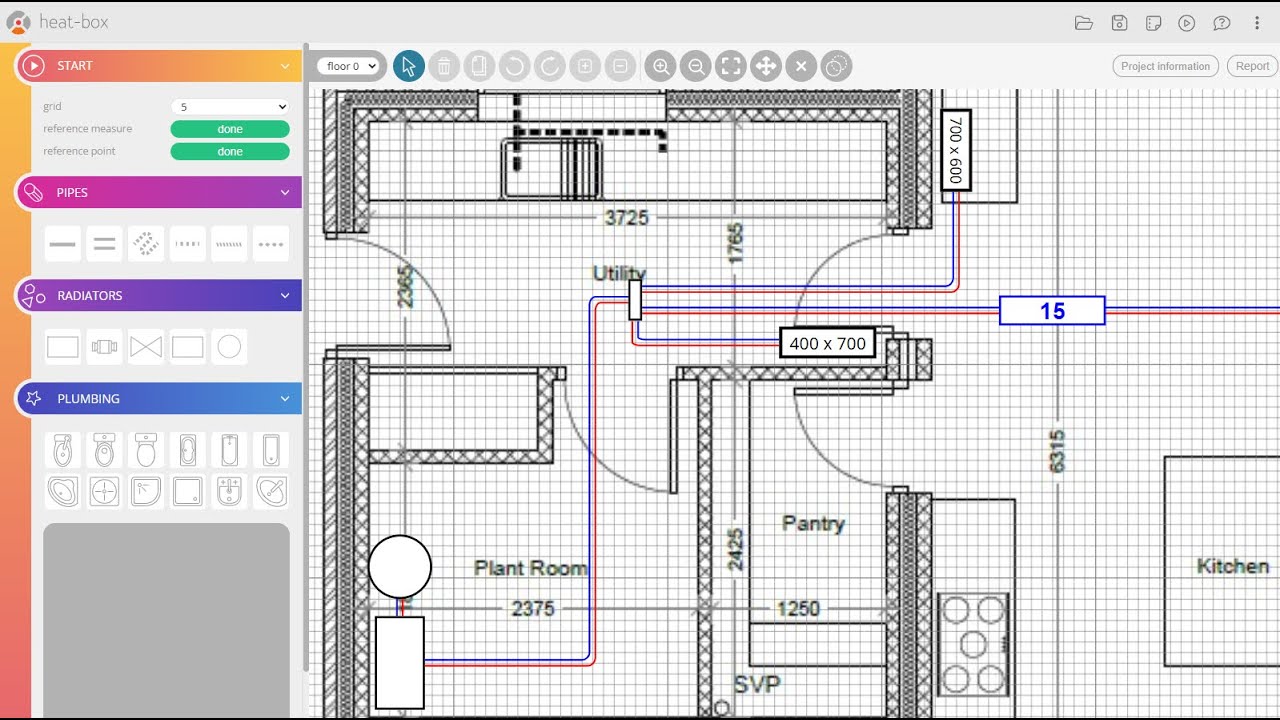 Heat-Box - Draw radiators & plumbing