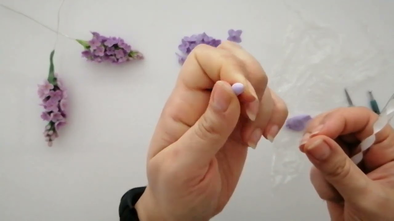 soğuk porselen leylak yapımı. çiçek+flower+handmade
