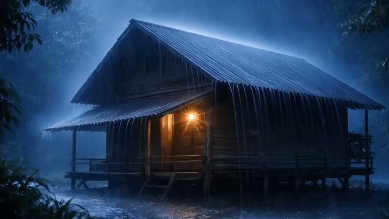 Quality Sleep in 3 Minutes with Heavy Rain & Violent Thunder on Metal Roof at Night